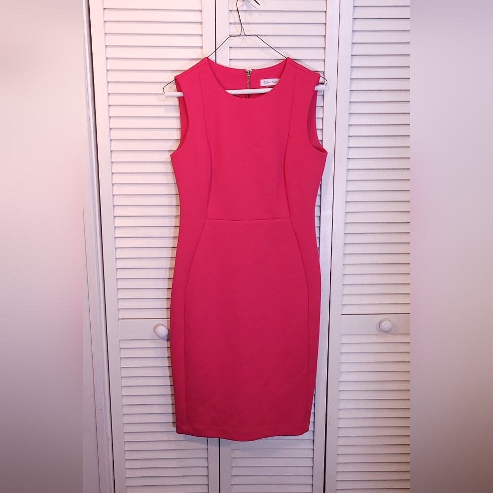 Calvin Klein Pink Sleeveless Sheath Dress - Size 8